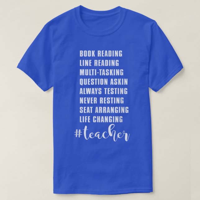 Book Reading Line Reading Teacher  Funny Teacher  T-Shirt (Design Front)