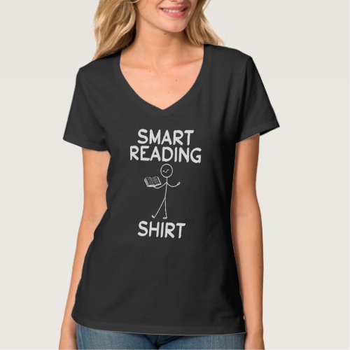 Book Reading Stick Figure Smart Reading  Book Read T_Shirt