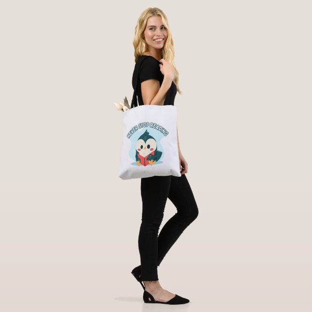 Book Reading Tote Bag (On Model)