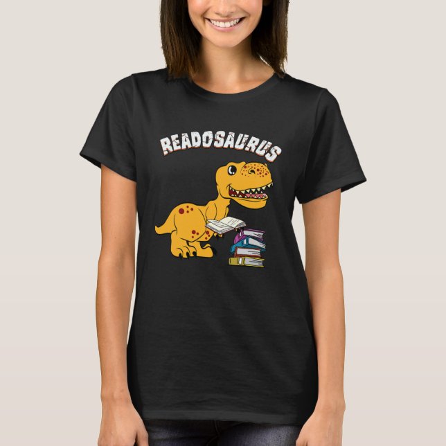 Book Readosaurus Dinosaur Books Library Reading T-Shirt (Front)