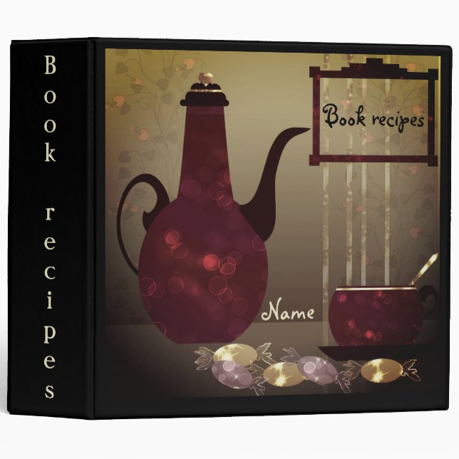 Book recipes, cookbook, Recipes, cooking, food, bo 3 Ring Binder (Front/Spine)