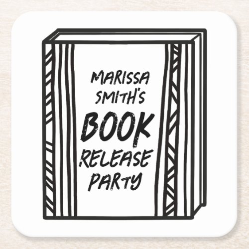 Book Release Party Illustrated Gift Square Paper Coaster