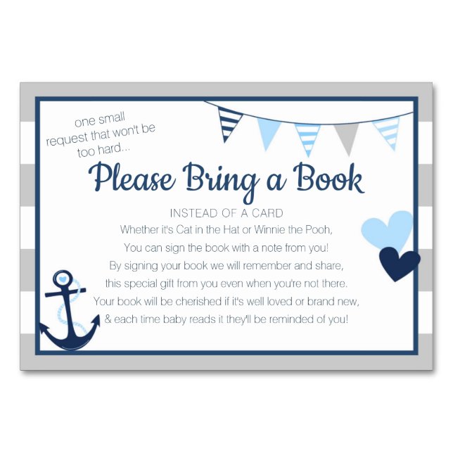 Book Request Ahoy Nautical Boy Baby Shower Card (Front)