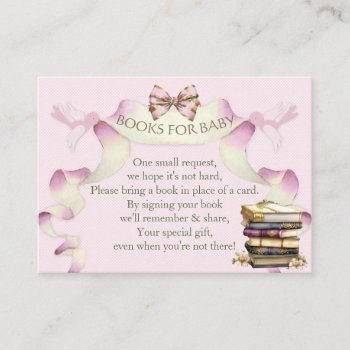 Book Request Antique Carriage Pink Gold Enclosure Card by nawnibelles at Zazzle