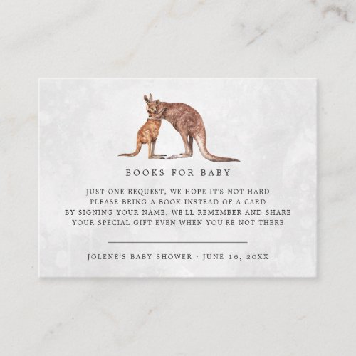 Book Request  Australian Kangaroo Baby Shower Enclosure Card