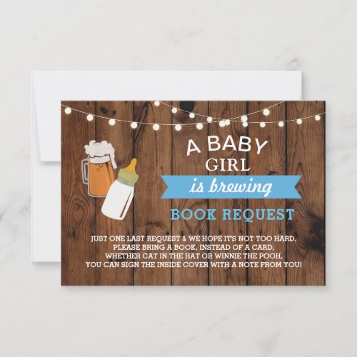 Book Request Baby Shower Beer Bottle Blue Wood Invitation