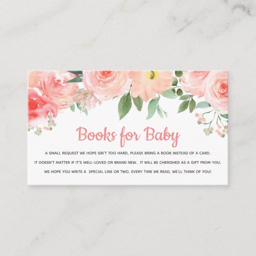 Book Request Baby Shower Blush Pink Floral Card