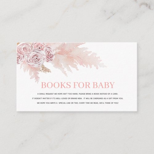 Book Request Baby Shower Boho Blush Pink Card