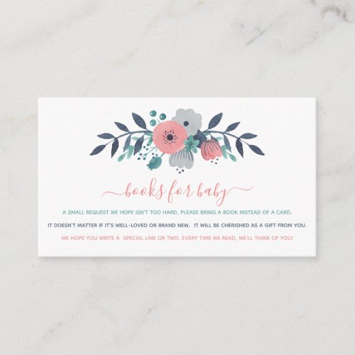 Book Request Baby Shower Floral Colorful  Enclosure Card