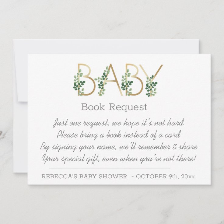 Book Request Baby Shower Invitation Insert Card Zazzle