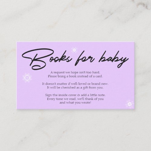 Book request Baby Shower invitation lilac