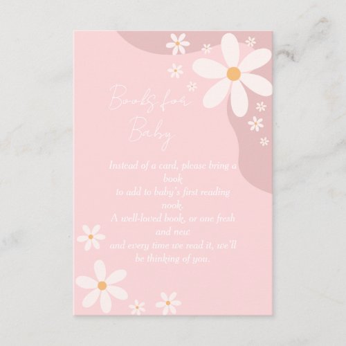 Book Request Baby Shower Poem Pink Daisy Boho Enclosure Card