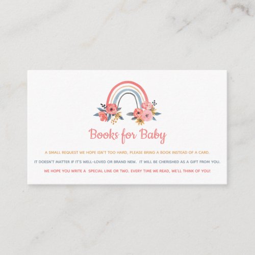 Book Request Baby Shower Rainbow Floral Colorful Enclosure Card