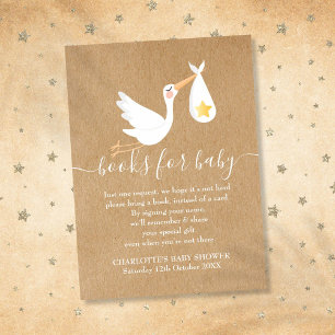 Book Request Baby Shower Stork Gold Star Rustic Enclosure Card