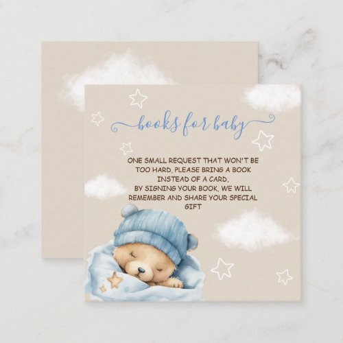 Book request bear clouds baby boy shower  enclosure card