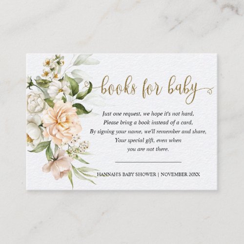 Book Request Blush Pink Rose Eucalyptus Baby  Enclosure Card