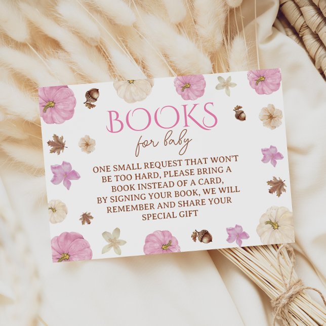 Book Request Blush Pumpkin Fall Baby Shower  Enclosure Card (Creator Uploaded)