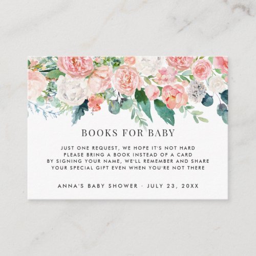 Book Request  Blush Summer Floral Enclosure Card