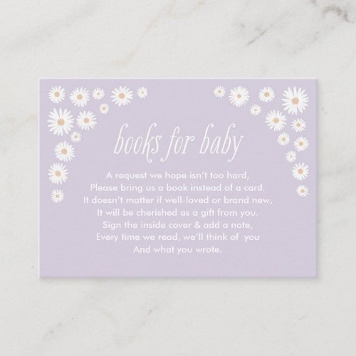 Book Request Boho Daisy Baby Shower Enclosure Card