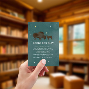 Book Request Buffalo Watercolor Stars Baby Shower Invitation