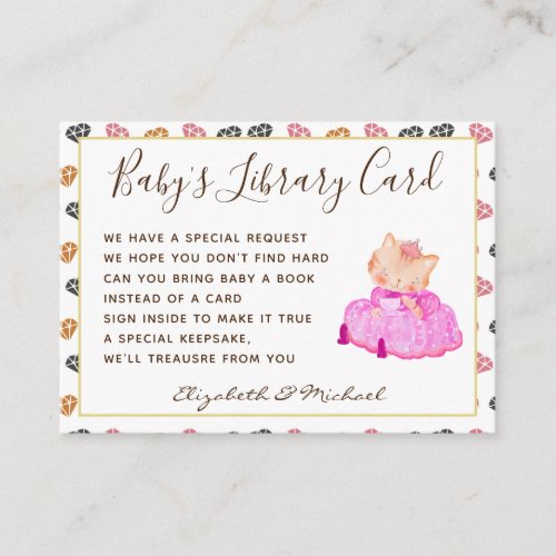 Book Request Card Baby Girls Shower 1st Birthday  