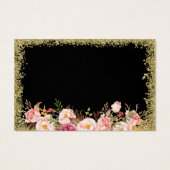 Book Request Card Black Gold Glitter Pink Floral (Back)