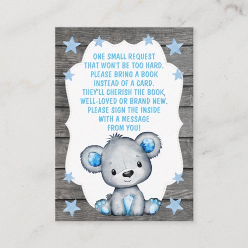 Book Request Card Boy Bear Shower