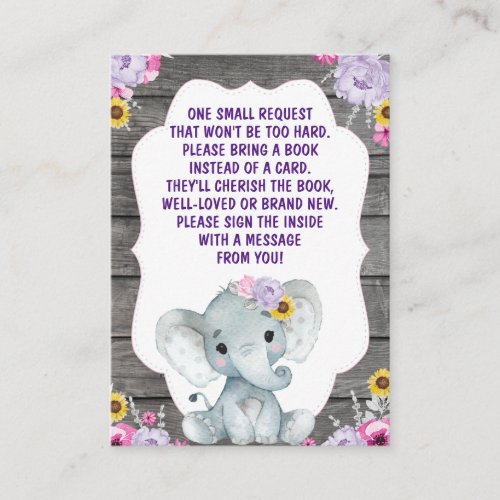 Book Request Card Girl Elephant Pink Purple Yellow