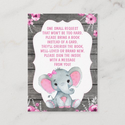 Book Request Card Girl Elephant Shower