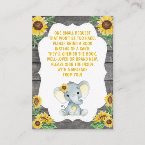 Book Request Card Girl Elephant Shower yellow