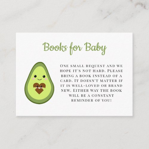 Book Request Card Kawaii Avocado Baby Shower Cute