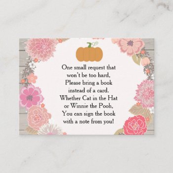 Book Request Card - Pumpkin Pink Floral Rustic by seasidepapercompany at Zazzle