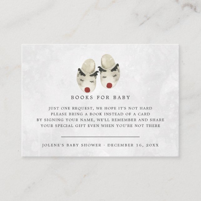 Book Request | Christmas Reindeer Baby Shower Enclosure Card (Front)
