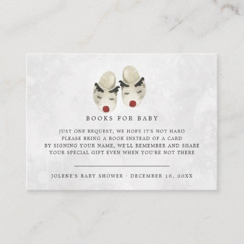 Book Request  Christmas Reindeer Baby Shower Enclosure Card