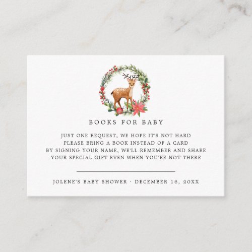 Book Request  Christmas Reindeer Baby Shower Enclosure Card