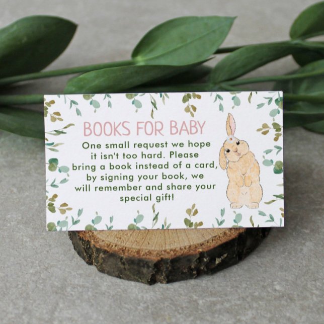Book Request Cute Little Bunny Baby Shower  Enclosure Card (Creator Uploaded)