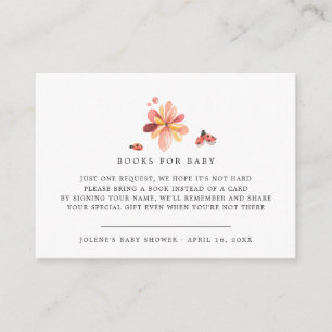 Book Request Floral Ladybug Baby Shower Enclosure Card