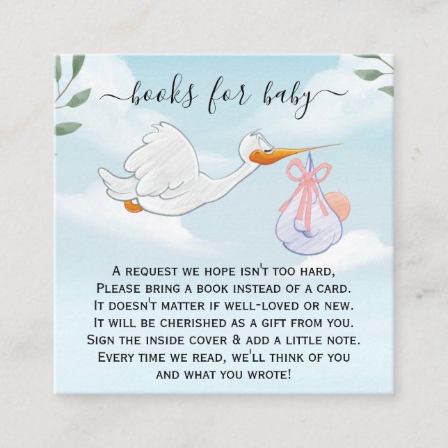 Book Request for baby | Baby Shower Enclosure Card (Front)