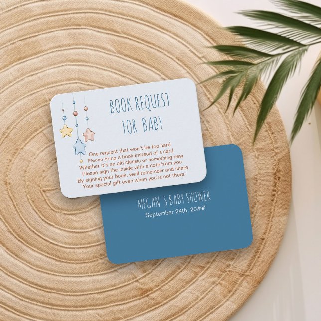Book Request for Baby Poem Nursery Stars Blue Enclosure Card (Books for Baby insert card from my Twinkle Twinkle baby shower collection)
