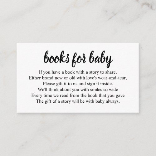 Book Request for Baby Shower Enclosure SImple Card