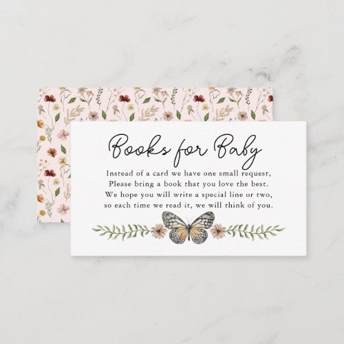 Book Request for Baby Shower Pink Wildflower Enclosure Card