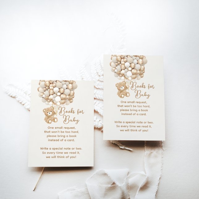 Book Request Gender Neutral Bear Baby Shower Enclosure Card (Creator Uploaded)