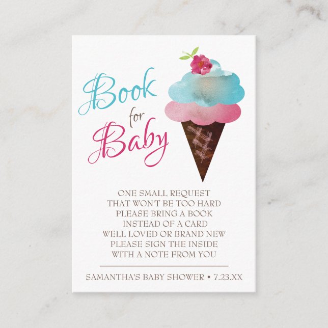 Book Request Girl Baby Shower Petite Card (Front)