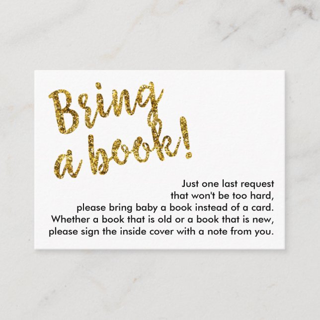 Book Request Insert Enclosure Card, Gold Glitter (Front)