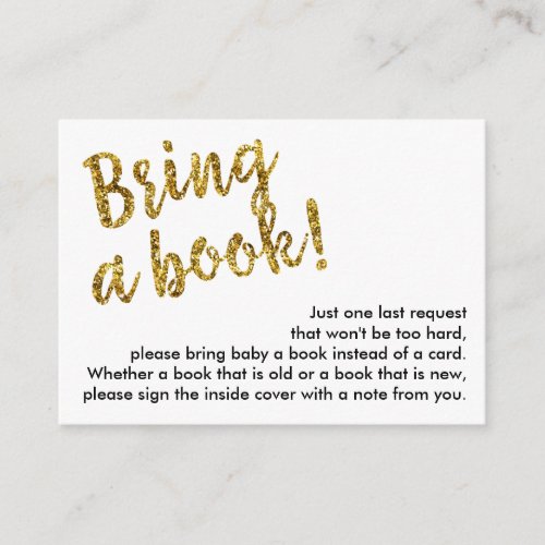 Book Request Insert Enclosure Card Gold Glitter