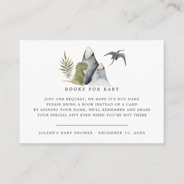 Book Request | Little Dinosaur Baby Shower Enclosure Card (Front)