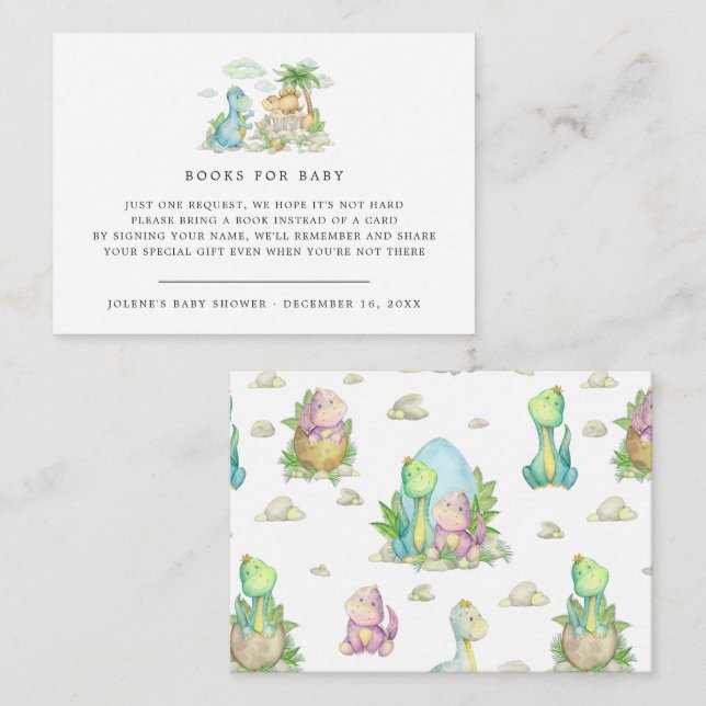 Book Request | Little Dinosaur Baby Shower  Enclosure Card (Front/Back)
