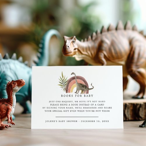 Book Request  Little Dinosaur Baby Shower Enclosure Card