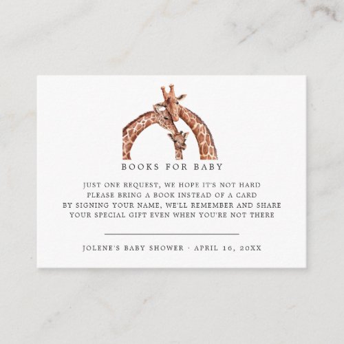 Book Request  Little Giraffe Baby Shower Enclosure Card