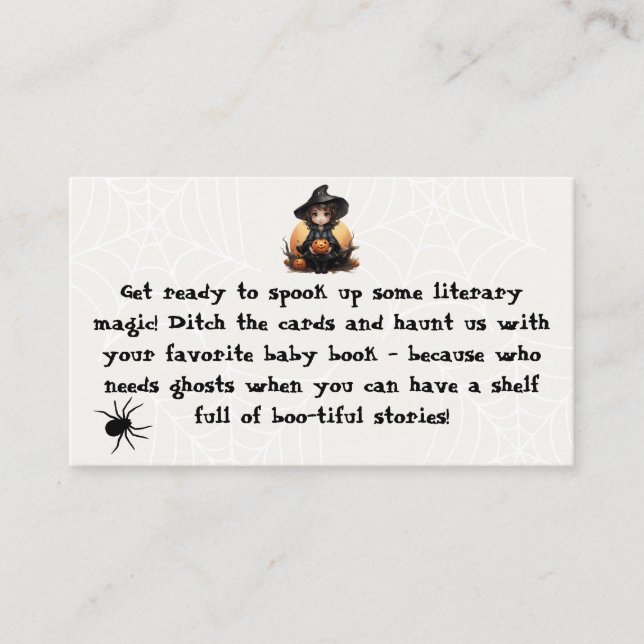 Book Request Little Witch Baby Shower Enclosure Card (Front)